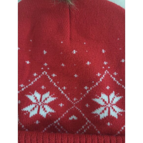 Jolly Red Knit Pom-Pom Beanie Hat - Mighty Fine Brand - Picture 3 of 7